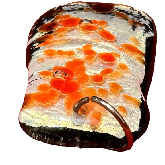 🍄Gorgeous Resin Multimedia Pendant W/Peach, Gold, & Neutral Tones Approx. 2”x1” - Picture 7 of 10